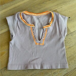 Urban Outfitters Ribbed Crop Top with Orange Trim